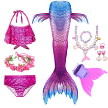 Load image into Gallery viewer, PrettyGirl Kids Girls Swimming Mermaid tail Mermaid Costume Cosplay Children Swimsuit Fantasy Beach Bikini can add Monofin Fin
