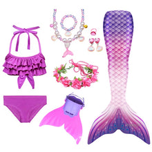 Load image into Gallery viewer, PrettyGirl Kids Girls Swimming Mermaid tail Mermaid Costume Cosplay Children Swimsuit Fantasy Beach Bikini can add Monofin Fin
