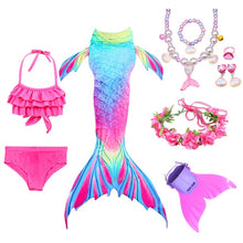Load image into Gallery viewer, PrettyGirl Kids Girls Swimming Mermaid tail Mermaid Costume Cosplay Children Swimsuit Fantasy Beach Bikini can add Monofin Fin
