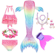 Load image into Gallery viewer, PrettyGirl Kids Girls Swimming Mermaid tail Mermaid Costume Cosplay Children Swimsuit Fantasy Beach Bikini can add Monofin Fin
