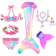 Load image into Gallery viewer, PrettyGirl Kids Girls Swimming Mermaid tail Mermaid Costume Cosplay Children Swimsuit Fantasy Beach Bikini can add Monofin Fin
