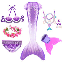 Load image into Gallery viewer, PrettyGirl Kids Girls Swimming Mermaid tail Mermaid Costume Cosplay Children Swimsuit Fantasy Beach Bikini can add Monofin Fin
