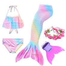 Load image into Gallery viewer, PrettyGirl Kids Girls Swimming Mermaid tail Mermaid Costume Cosplay Children Swimsuit Fantasy Beach Bikini can add Monofin Fin
