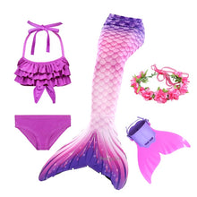 Load image into Gallery viewer, PrettyGirl Kids Girls Swimming Mermaid tail Mermaid Costume Cosplay Children Swimsuit Fantasy Beach Bikini can add Monofin Fin
