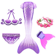 Load image into Gallery viewer, PrettyGirl Kids Girls Swimming Mermaid tail Mermaid Costume Cosplay Children Swimsuit Fantasy Beach Bikini can add Monofin Fin

