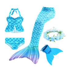 Load image into Gallery viewer, PrettyGirl Kids Girls Swimming Mermaid tail Mermaid Costume Cosplay Children Swimsuit Fantasy Beach Bikini can add Monofin Fin
