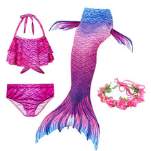 Load image into Gallery viewer, PrettyGirl Kids Girls Swimming Mermaid tail Mermaid Costume Cosplay Children Swimsuit Fantasy Beach Bikini can add Monofin Fin
