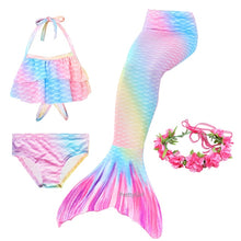Load image into Gallery viewer, PrettyGirl Kids Girls Swimming Mermaid tail Mermaid Costume Cosplay Children Swimsuit Fantasy Beach Bikini can add Monofin Fin
