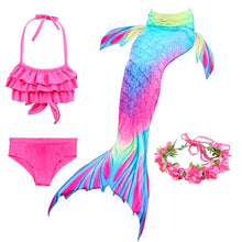 Load image into Gallery viewer, PrettyGirl Kids Girls Swimming Mermaid tail Mermaid Costume Cosplay Children Swimsuit Fantasy Beach Bikini can add Monofin Fin
