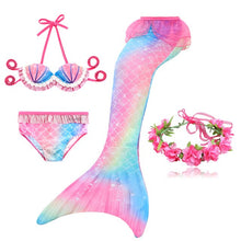 Load image into Gallery viewer, PrettyGirl Kids Girls Swimming Mermaid tail Mermaid Costume Cosplay Children Swimsuit Fantasy Beach Bikini can add Monofin Fin

