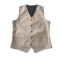 Load image into Gallery viewer, mens suit vests men brown black waistcoat vest man plaid steampunk jacket striped tweed v-neck slim fit gilet wedding clothing
