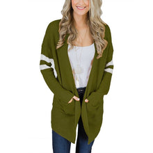 Load image into Gallery viewer, 2021 Women&#39;s Sweater Mid-length Sleeve Striped Color Block Cardigan
