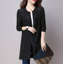 Load image into Gallery viewer, Zoulv Size S-XXL Poncho Full Sleeve Open Stitch Female Knitted Outerwear Fall Women Cardigan Solid Color Hollow Out Sweaters
