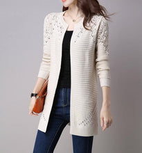 Load image into Gallery viewer, Zoulv Size S-XXL Poncho Full Sleeve Open Stitch Female Knitted Outerwear Fall Women Cardigan Solid Color Hollow Out Sweaters
