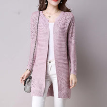 Load image into Gallery viewer, Zoulv Size S-XXL Poncho Full Sleeve Open Stitch Female Knitted Outerwear Fall Women Cardigan Solid Color Hollow Out Sweaters
