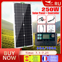 Load image into Gallery viewer, 250W Solar Panel Kit Complete Dual 12/5V DC USB With 60A/100A Solar Controller Solar Cells for Car Yacht RV Battery Charger
