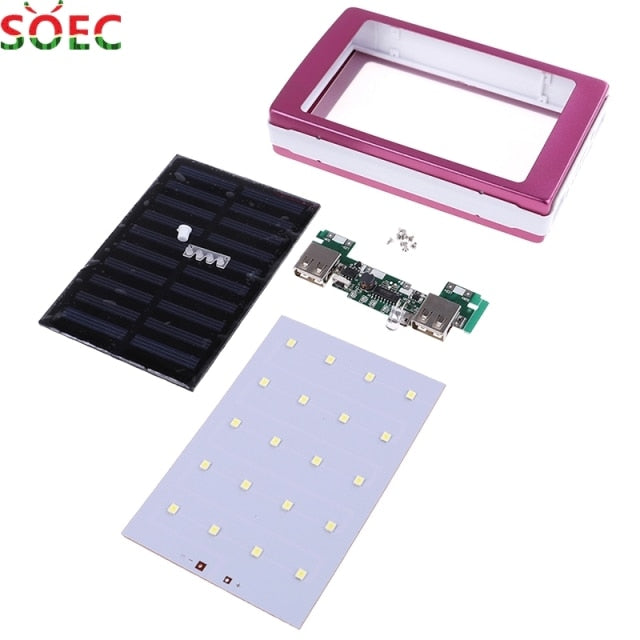 New Hot 1SET 5x18650 Powerbank Cover Power Bank 18650 Solar Power Bank Case DIY Box Dual USB Kit Phone Charger Flashlight