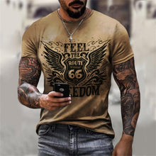 Load image into Gallery viewer, Summer New Mens T Shirts Oversized Loose Clothes Vintage Short Sleeve Fashion 66 Letters Printed O Collared Tshirts For Men
