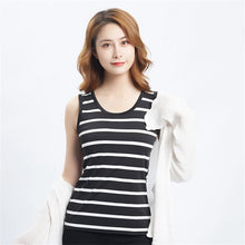 Load image into Gallery viewer, 2021 New Sleeveless Elegant Slim Women&#39;s Vest Fashion Youth Black And White Striped Camisole Trend Simple Bottoming Shirt
