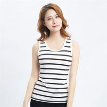 Load image into Gallery viewer, 2021 New Sleeveless Elegant Slim Women&#39;s Vest Fashion Youth Black And White Striped Camisole Trend Simple Bottoming Shirt
