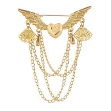 Load image into Gallery viewer, Vintage Crystal Angel-Wings Brooches Pins Metal Chain Shirt Collar Lapel Pin Brooch for Men Women Fashion Jewelry Accessories
