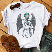 Load image into Gallery viewer, 2021 fashion Nurse Crown T Shirts Women Casual Funny Angel Tshirts Harajuku 90s Female Tops Thanksgiving T-shirts Clothes
