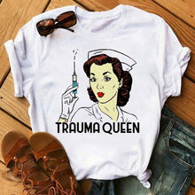 Load image into Gallery viewer, 2021 fashion Nurse Crown T Shirts Women Casual Funny Angel Tshirts Harajuku 90s Female Tops Thanksgiving T-shirts Clothes
