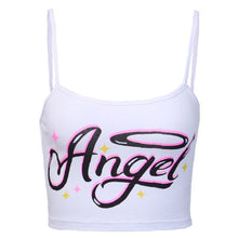 Load image into Gallery viewer, Summer Cropped Top Angel Letter Print Sleeveless Crop Tops Clubwear 2021 Sexy Women Camis Top
