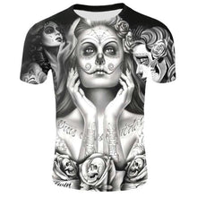 Load image into Gallery viewer, Skull T shirt Men Skeleton T-shirt Punk Tshirt Gun T shirts 3d Print T-shirt Vintage Gothic Mens T-shirt Summer Casual tops
