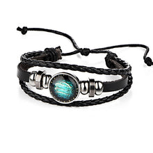 Load image into Gallery viewer, Sale New Fashion 12 Constellations Leather Zodiac Sign with beads Bangle Leather  Bracelets For Men Boys Jewelry Travel Accessor
