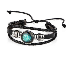 Load image into Gallery viewer, Sale New Fashion 12 Constellations Leather Zodiac Sign with beads Bangle Leather  Bracelets For Men Boys Jewelry Travel Accessor
