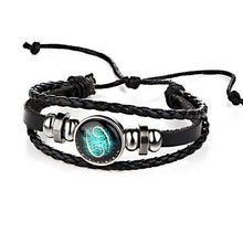 Load image into Gallery viewer, Sale New Fashion 12 Constellations Leather Zodiac Sign with beads Bangle Leather  Bracelets For Men Boys Jewelry Travel Accessor
