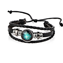 Load image into Gallery viewer, Sale New Fashion 12 Constellations Leather Zodiac Sign with beads Bangle Leather  Bracelets For Men Boys Jewelry Travel Accessor
