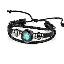 Load image into Gallery viewer, Sale New Fashion 12 Constellations Leather Zodiac Sign with beads Bangle Leather  Bracelets For Men Boys Jewelry Travel Accessor
