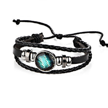 Load image into Gallery viewer, Sale New Fashion 12 Constellations Leather Zodiac Sign with beads Bangle Leather  Bracelets For Men Boys Jewelry Travel Accessor

