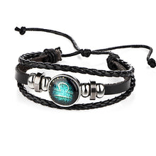Load image into Gallery viewer, Sale New Fashion 12 Constellations Leather Zodiac Sign with beads Bangle Leather  Bracelets For Men Boys Jewelry Travel Accessor
