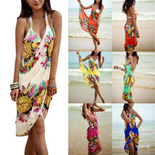 Load image into Gallery viewer, 2021 Bohemian Women Summer Beach Dress Bikini Cover-ups Swim Wear Cover Up Cotton Tunic Sexy Deep V-Neck Robe Caftan Summer
