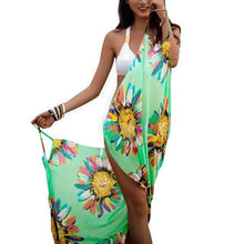 Load image into Gallery viewer, 2021 Bohemian Women Summer Beach Dress Bikini Cover-ups Swim Wear Cover Up Cotton Tunic Sexy Deep V-Neck Robe Caftan Summer

