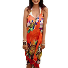 Load image into Gallery viewer, 2021 Bohemian Women Summer Beach Dress Bikini Cover-ups Swim Wear Cover Up Cotton Tunic Sexy Deep V-Neck Robe Caftan Summer
