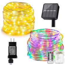 Load image into Gallery viewer, 10/20/30M Solar Tube Rope Strip String Lights 8 Modes Christmas LED Fairy Light Outdoor Garden Patio Copper Wire Garland Light
