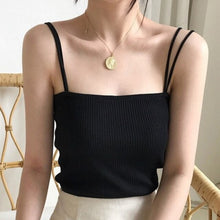 Load image into Gallery viewer, Women Crop Top Summer Basic Tube White Black Top Womens Sexy Tank Tops Spaghetti Strap  Top Women Cami Tanktop
