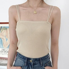Load image into Gallery viewer, Women Crop Top Summer Basic Tube White Black Top Womens Sexy Tank Tops Spaghetti Strap  Top Women Cami Tanktop
