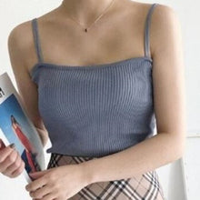 Load image into Gallery viewer, Women Crop Top Summer Basic Tube White Black Top Womens Sexy Tank Tops Spaghetti Strap  Top Women Cami Tanktop
