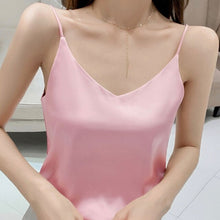 Load image into Gallery viewer, Casual V-Neck Sexy Solid Satin Woman Camis Tank Tops Render Chiffon Sleeveless Camisole Top Plus Size Halter Camis Tops #7
