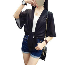 Load image into Gallery viewer, swimwear cover up women Open Front 3/4 Sleeve Anti-UV Coverup Blouse Sheer Shrug Thin Cardigan купальники женские 2021
