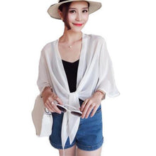 Load image into Gallery viewer, swimwear cover up women Open Front 3/4 Sleeve Anti-UV Coverup Blouse Sheer Shrug Thin Cardigan купальники женские 2021
