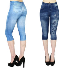 Load image into Gallery viewer, Jean-like Woman Casual Sexy Butterfly Printed Shorts Women Skinny Denim Shorts Streetwear Summer High-waist Elastic Shorts
