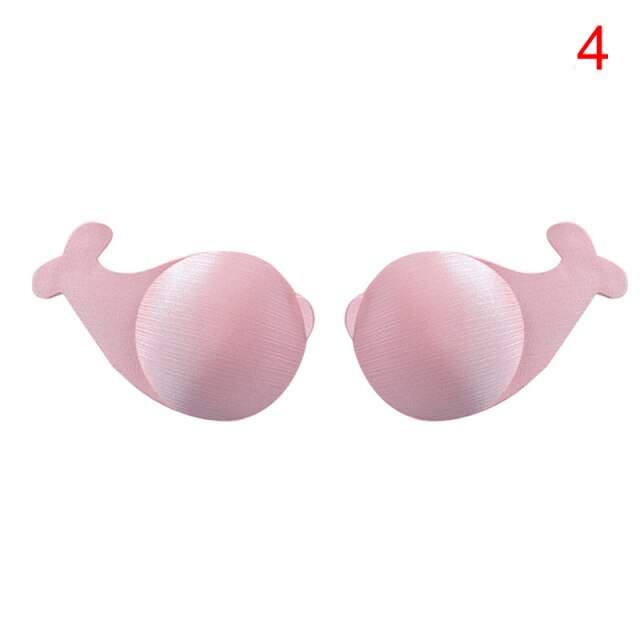 1Pair Kawaii Dolphin Shape Bra Silicone Strapless Invisible Push Up Bra For Self Adhesive Wireless Bralette Reusable Bra Pads