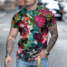 Load image into Gallery viewer, Men&#39;s Short Sleeve Tshirt Vintage Style Flamingo T shirt Color Man Clothing Oversized T-shirt 3D Printing Pullover Clothes
