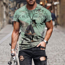 Load image into Gallery viewer, Men&#39;s Short Sleeve Tshirt Vintage Style Flamingo T shirt Color Man Clothing Oversized T-shirt 3D Printing Pullover Clothes
